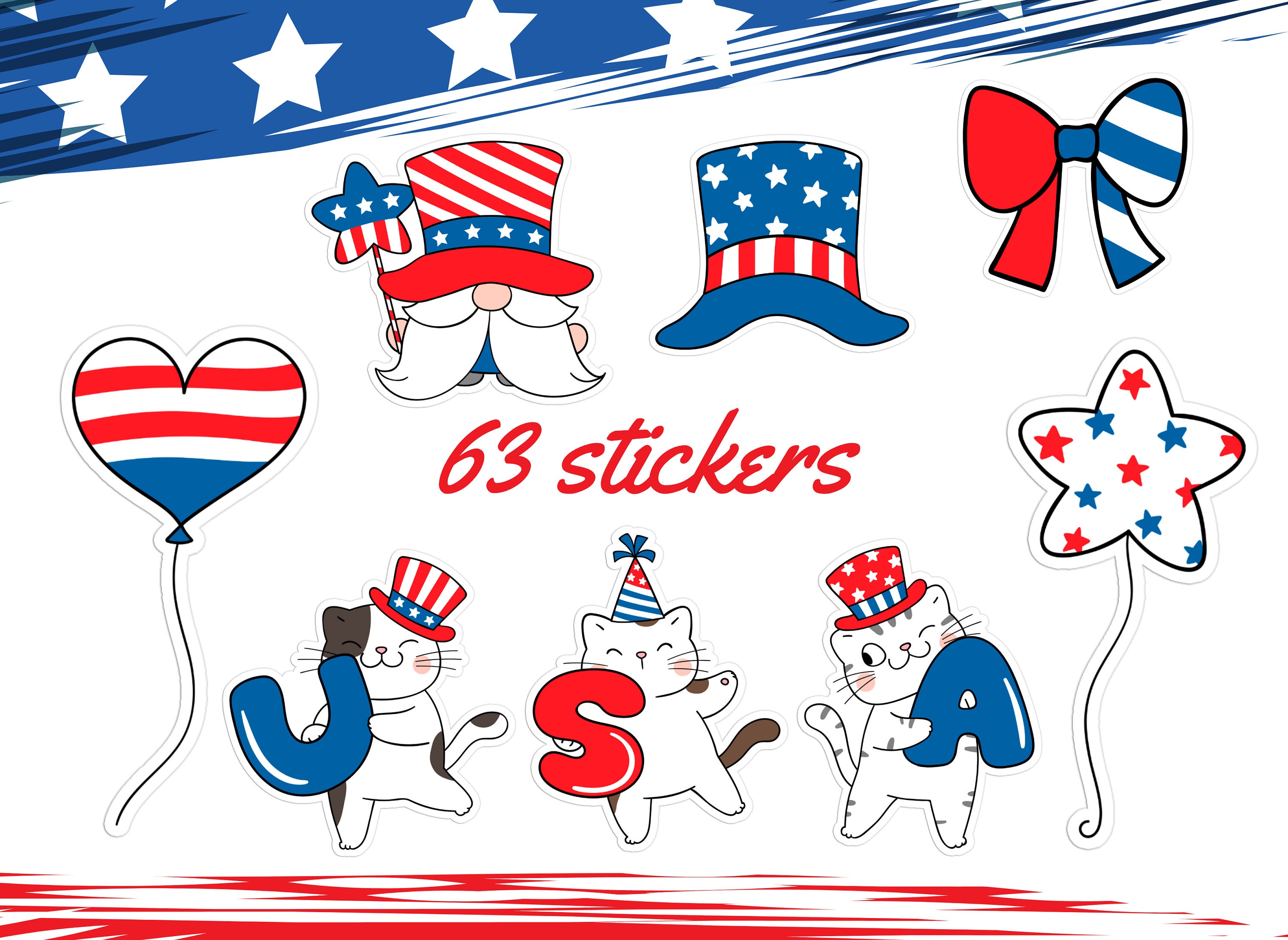 4th Of July Patriotic Bulletin Board Borders - 72 Pcs Retro Star & Stripe Self-Adhesive Classroom Decor