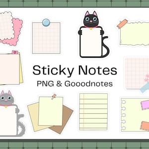 Post-it et stickers numériques esthétiques : accessoires d'agenda pour GoodNotes, OneNote et la prise de notes