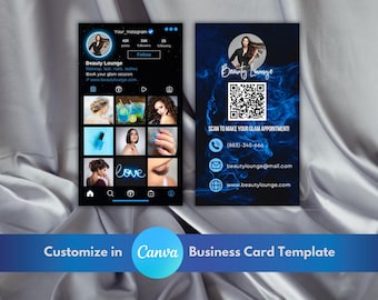 Instagram Business Cards DIY Canva Digital Business Card Beauty Templates IG Business Card Pink Business Cards IG Influencer Cards