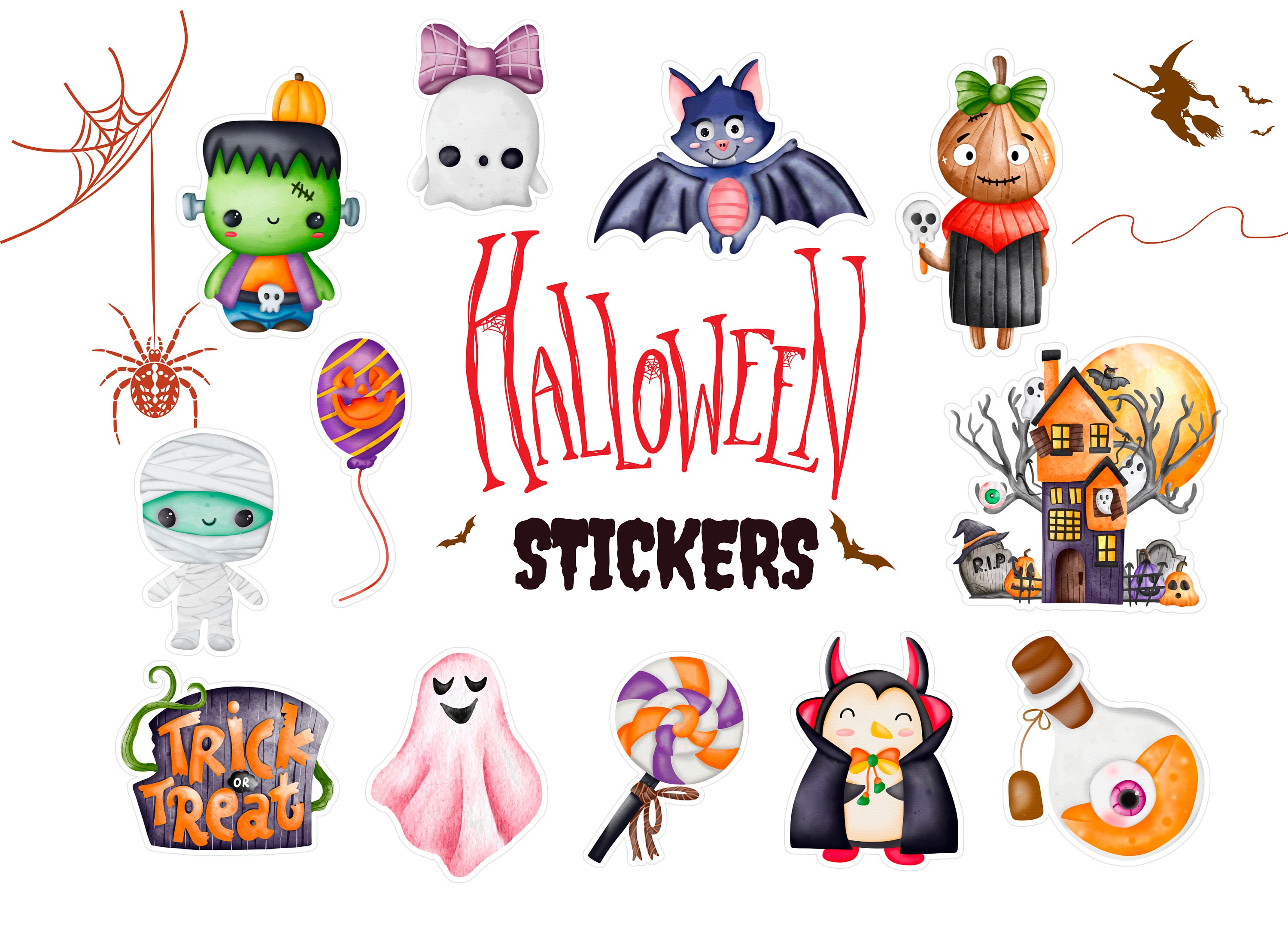 Halloween Planner Stickers/ Halloween Stickers/ Halloween Clipart PNG