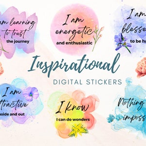 Tägliche Affirmation Digitale Aufkleber für Goodnotes - Vorgeschnittene positive Motivations-Planer-Abziehbilder