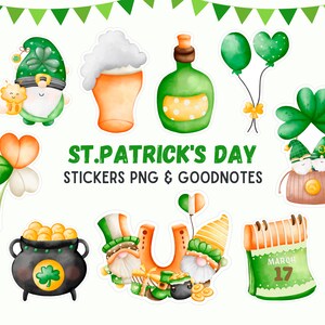 St Patrick day gnome, St Patrick Planner Stickers, Watercolor St.Patrick’s Day Clipart, St Patrick design, Saint Patrick Day