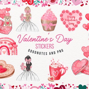 Valentine Gnome Digital Planner Stickers Set - Cute Clipart for Goodnotes, Precropped Decorative Elements