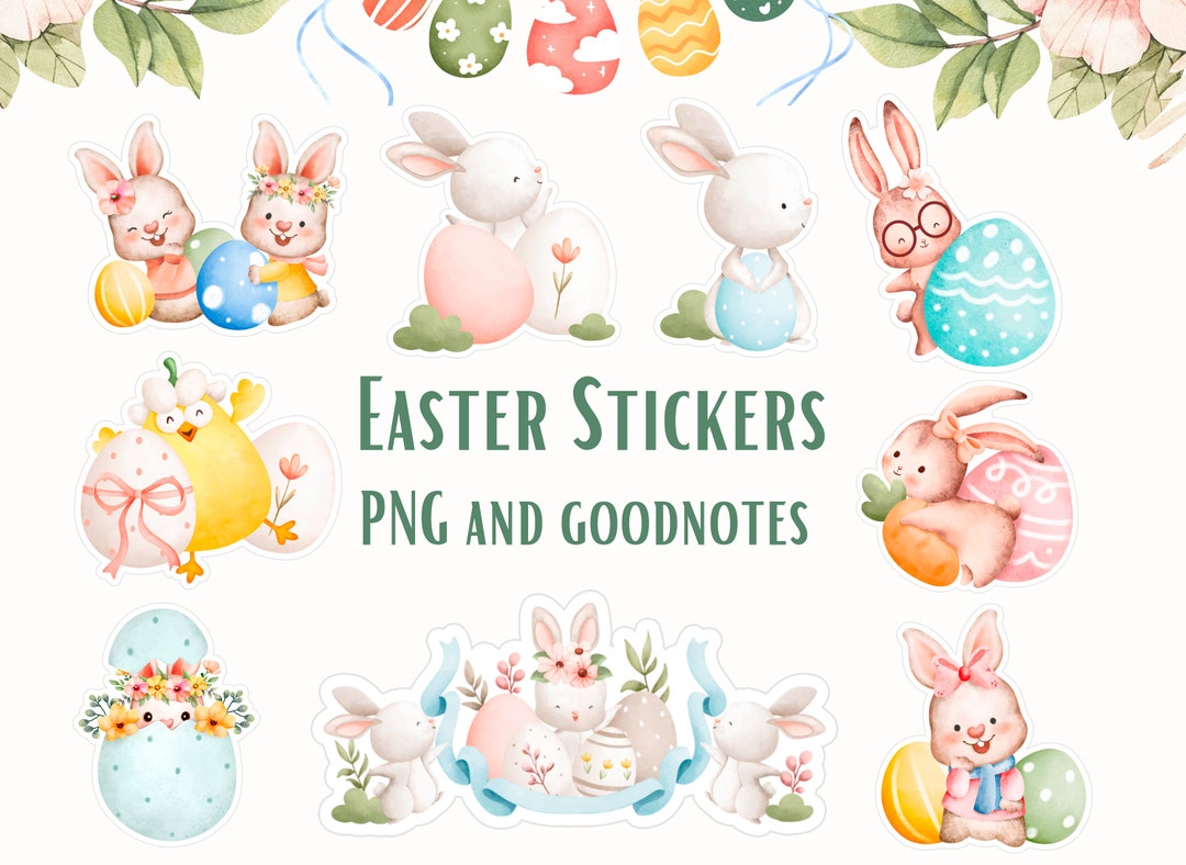 Easter Digital Planner Stickers: Bunny & Clipart Bundle for Goodnotes ...