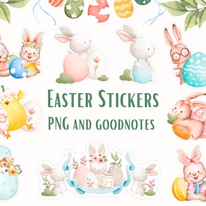 Easter Digital Planner Stickers: Bunny & Clipart Bundle for GoodNotes, iPad Decoration PNG Set