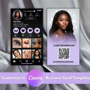 Business Card Template Design, Instagram Business Card, Beauty Artist Hair Nails Lashes Business Card Template