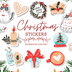 Feestelijke digitale kerstplanner stickers en clipart voor GoodNotes, iPad Kids Holiday Organization