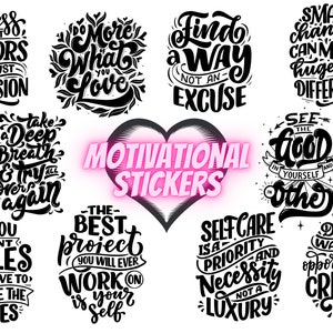 Monochrome tägliche Affirmation Digitale Aufkleber für Planer & GoodNotes | Vorgeschnittene Motivationszitate