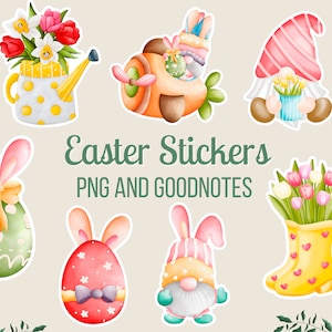 Easter Digital Planner Stickers: Bunny, Egg, and Spring-themed Clipart for GoodNotes and iPad