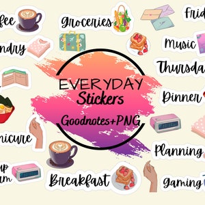 Voorgesneden digitale alledaagse stickers voor GoodNotes Planner, iPad-organisatiebundelset