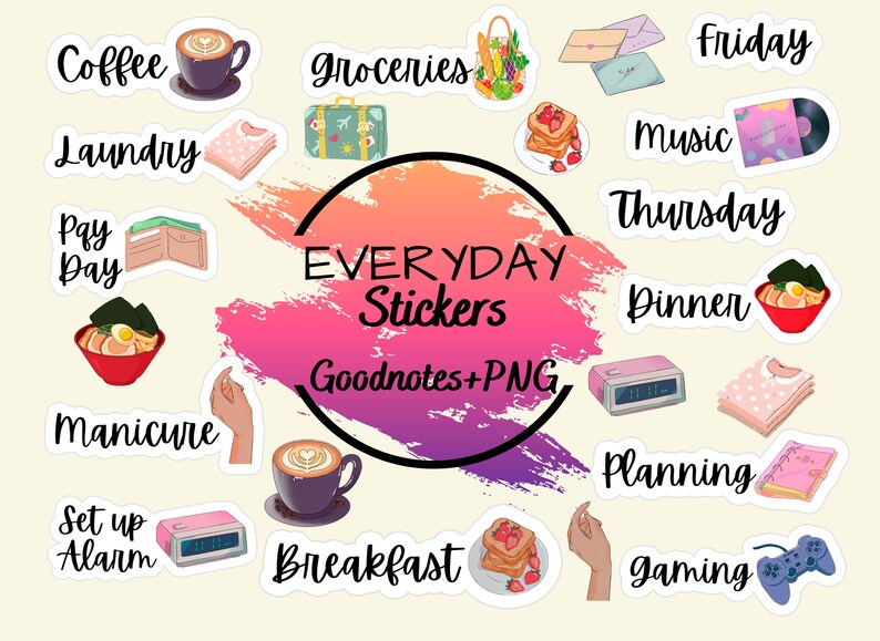 Everyday Stickers Goodnotes Precropped Goodnotes Stickers Etsy