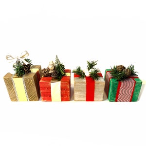 Multicolor Rustic Wooden Presents, Set of Four Rustic Presents ...