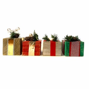 Multicolor Rustic Wooden Presents, Set of Four Rustic Presents ...