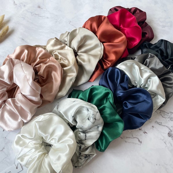 LARGE/XL Pure Silk Hair Scrunchies, 100% Grade A Mulberry 22 Momme Vegan Silk Hair Tie