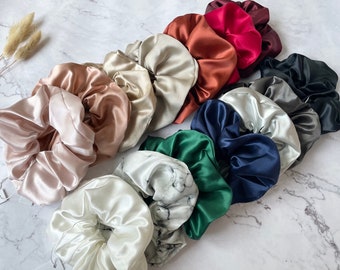 LARGE/XL Pure Silk Hair Scrunchies, 100% Grade A Mulberry 22 Momme Vegan Silk Hair Tie