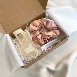 2-Pack Scrunchy + JUMBO Claw Clip SET, The Wedding Collection Hair Accessory Gift Set with 100% Mulberry Silk Scrunchies