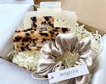 3-Pack Build Your Own SET, 100% Pure Silk Scrunchy + Claw Clip Hair Accessory Variety Package