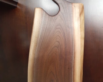 Solid Black Walnut Charcuterie Board with Curved Round Handle