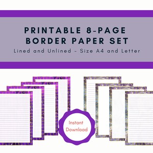 Papel imprimible &quot;Marble Grid&quot; / rayado y sin forro / versiones A4 y carta / violeta