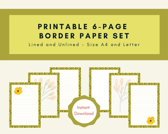 Printable Paper glitter Flower Lined and Unlined - Etsy