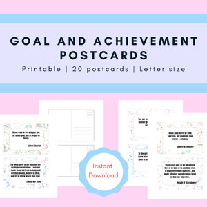 Cartes postales de citation d'objectif | Imprimer sur des modèles de cartes postales Avery 8386 | Format lettre