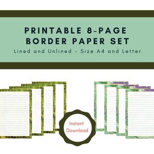Papel imprimible &quot;Marble Grid&quot; / rayado y sin forro / versiones A4 y carta / verde