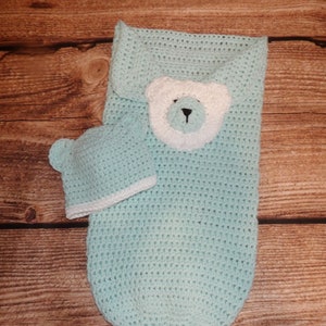 Crochet baby cocoon with hat/crochet cuddle cocoon/crochet baby bunting/crochet baby sleep sack/newborn 0 to 3 months