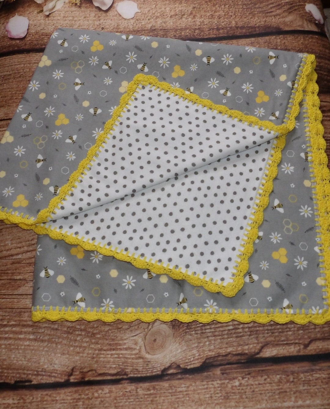 Flannel Baby Receiving Blanket With Crochet Edge/crochet Edge Baby