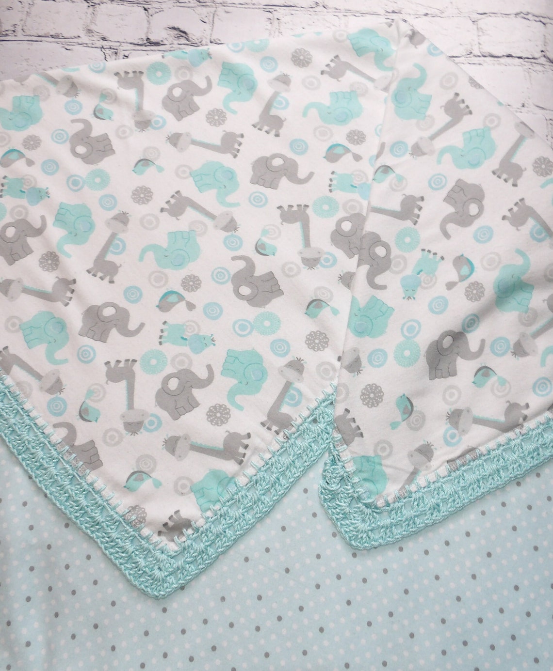 Flannel Receiving Baby Blanket With Crochet Edge/crochet Etsy