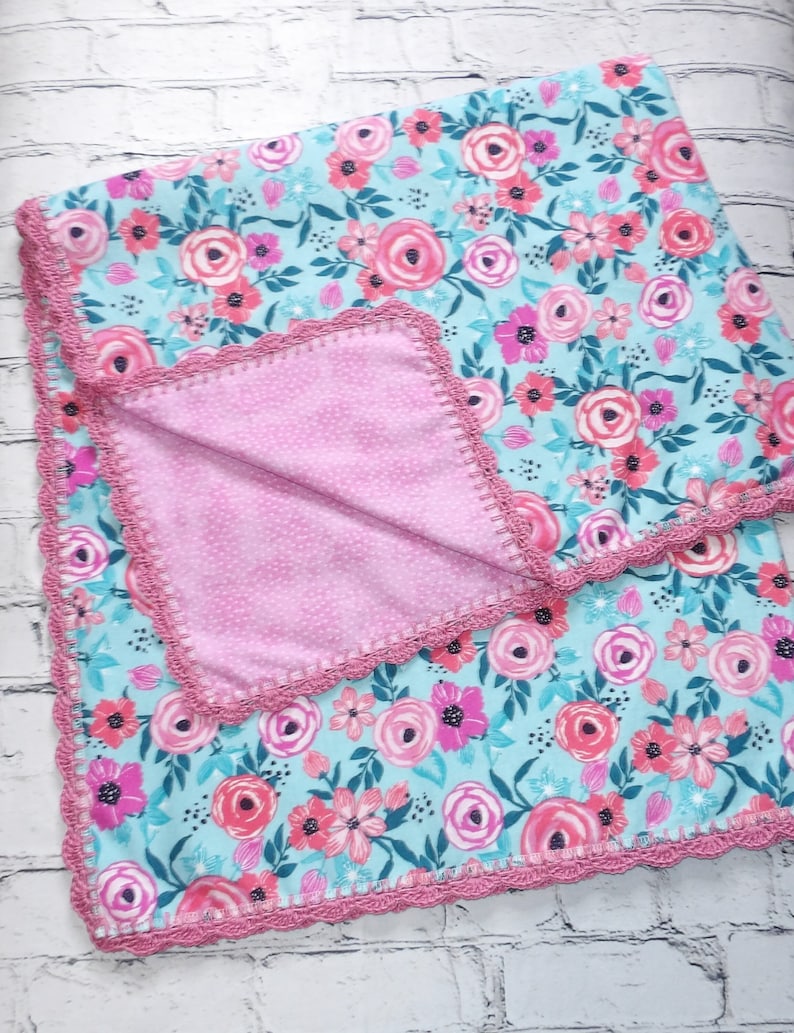 Flannel Baby Receiving Blanket With Crochet Edge/crochet Edge Baby