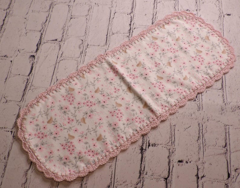 Crochet Edge Flannel Baby Blanket and Burp Cloth Gift Set/baby Shower
