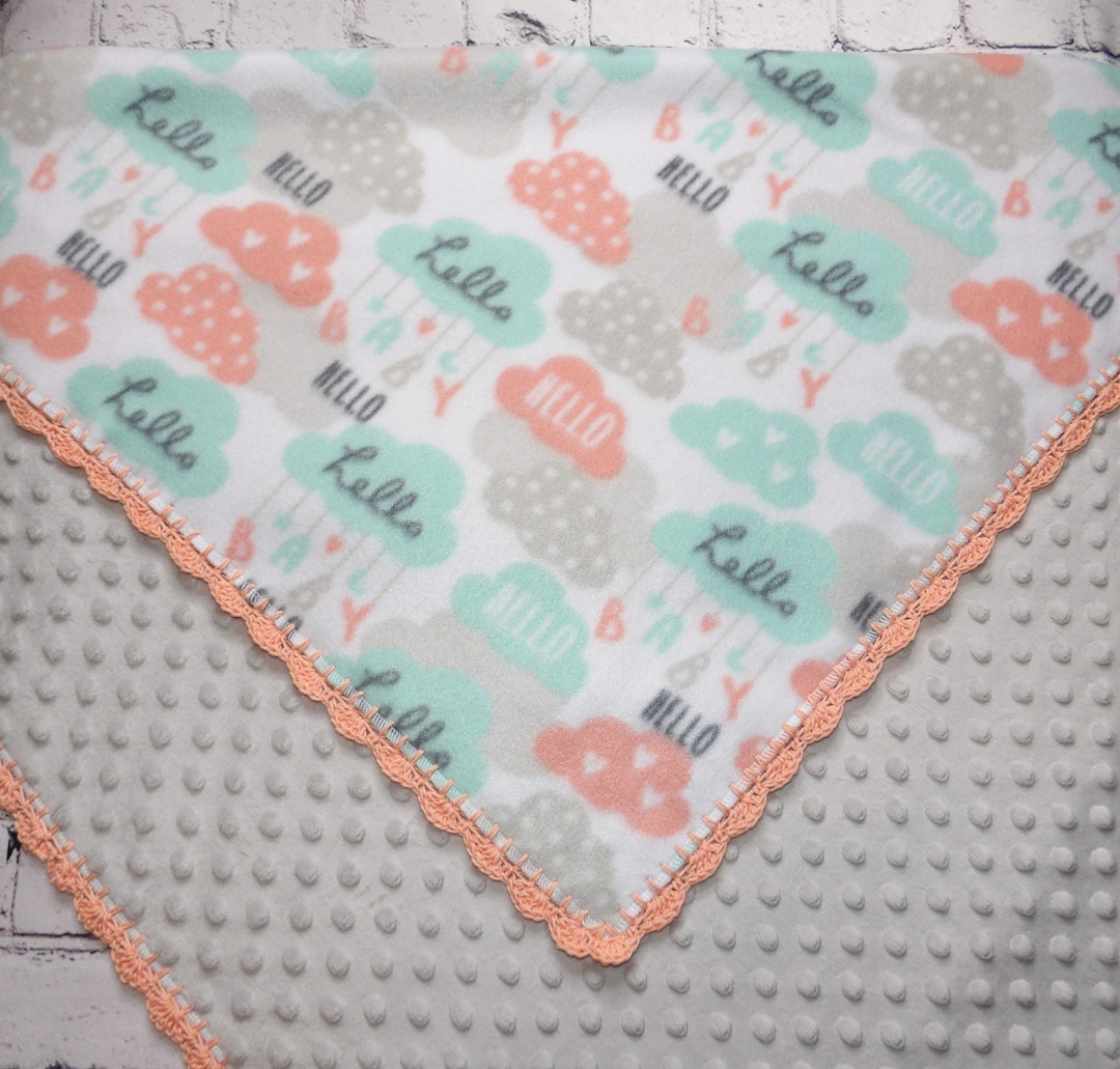Crochet Edge Fleece Minky Baby Blanket/crochet Trim Minky/crochet Edge