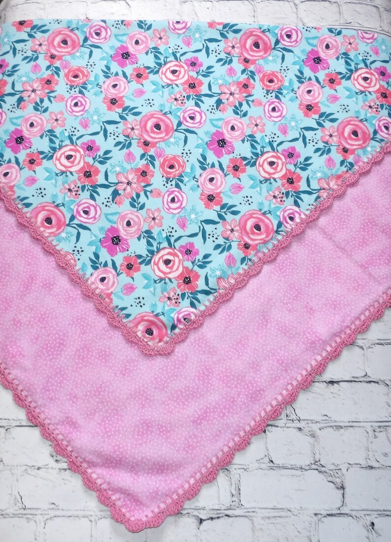 Flannel Baby Receiving Blanket With Crochet Edge/crochet Edge Baby