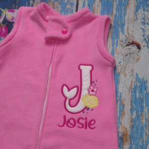 Personalized Fleece baby sleeping bag/baby sleep sack/preemie to 24-months sleep sack/dino/nautical/mermaid monogram embroidery Pink