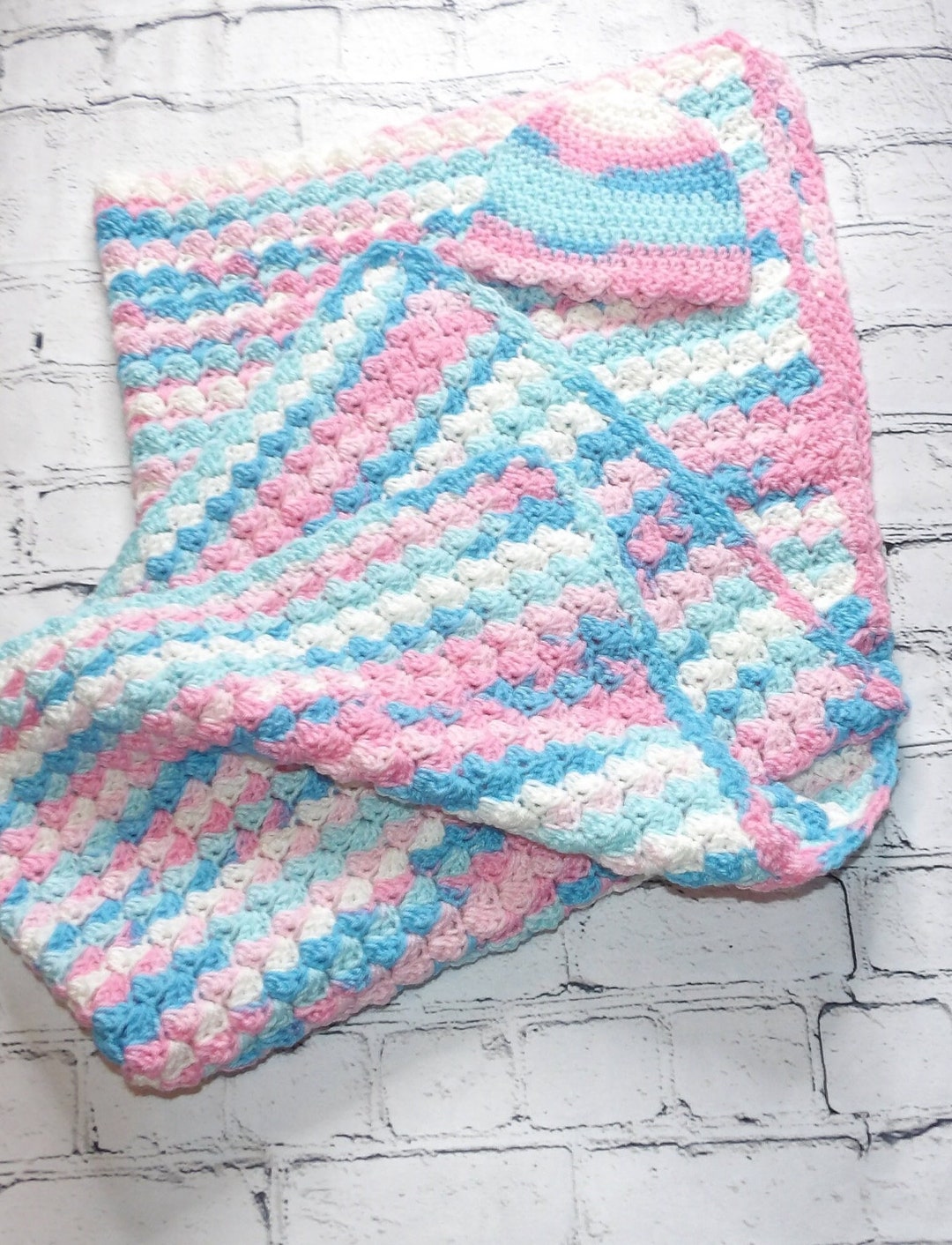 Crochet Baby Blanket With Hat/crochet Baby Swaddle/crochet Etsy