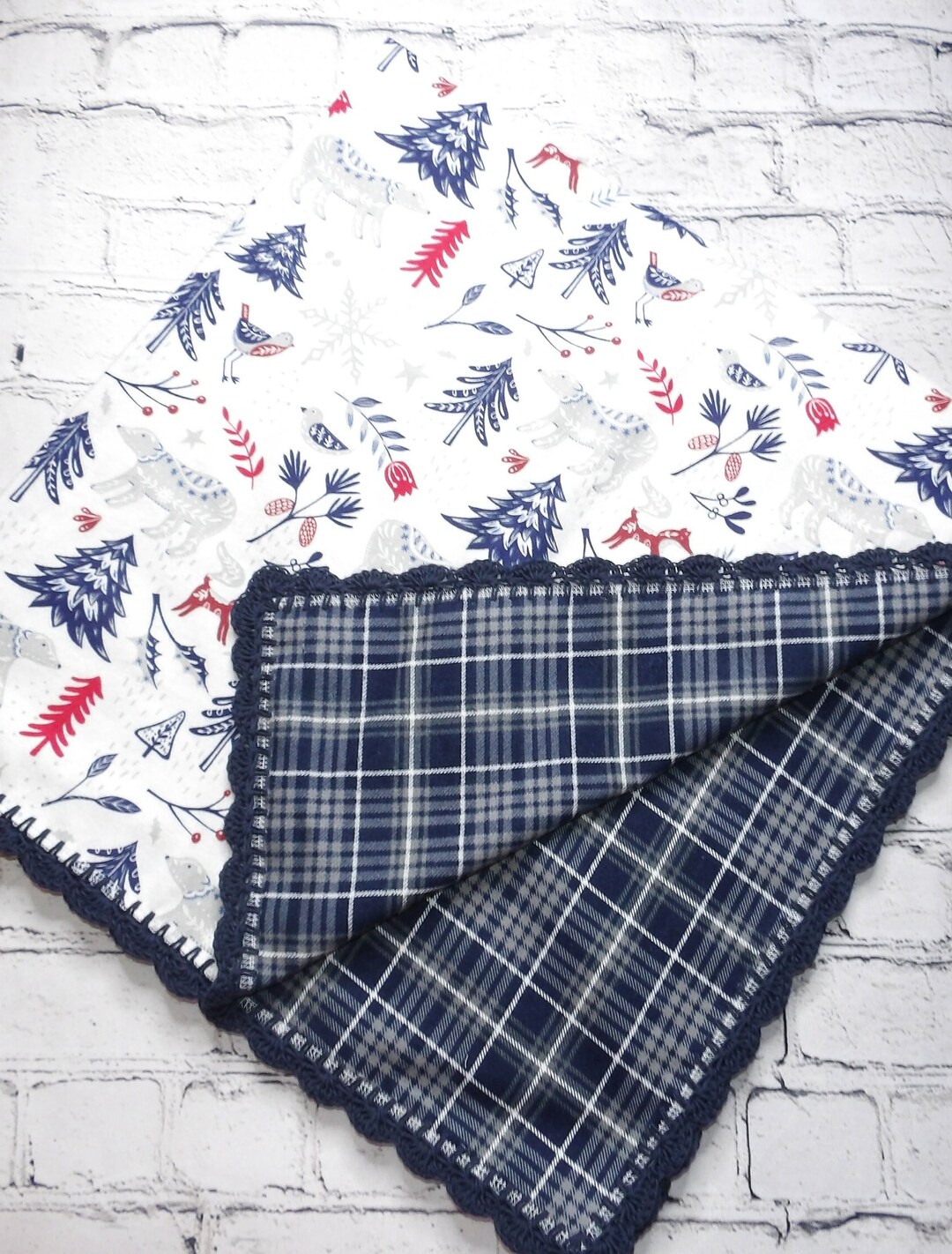 Flannel Receiving Blanket With Crochet Edge/crochet Etsy