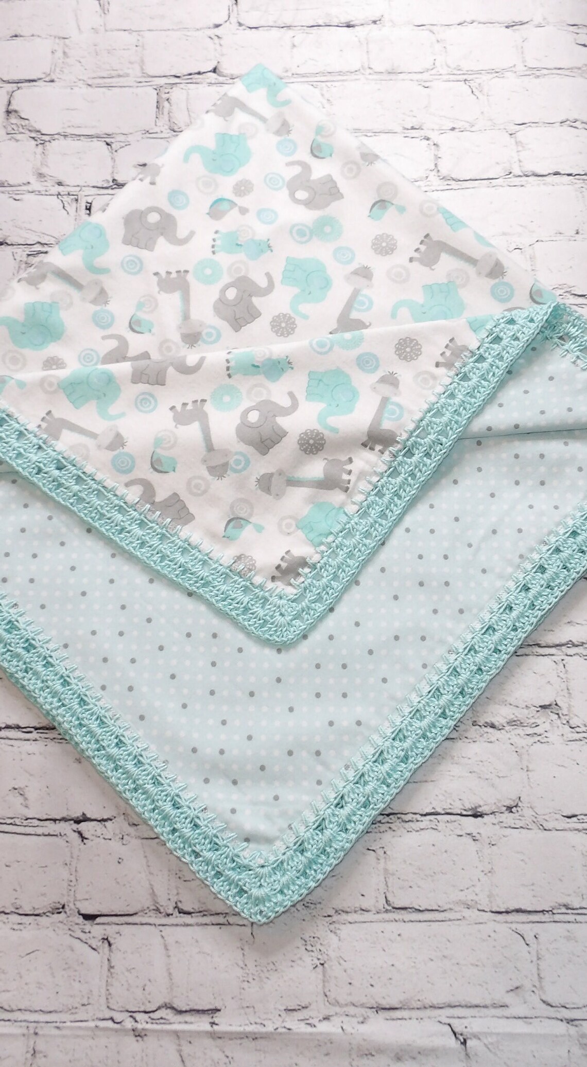 Flannel Receiving Baby Blanket With Crochet Edge/crochet Etsy