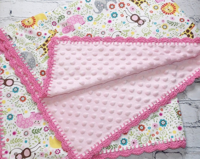 Baby Club Chic Receiving Blanket with Crochet Trim