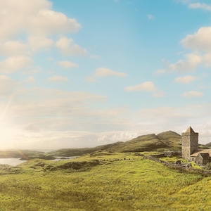 An Old Church on the Ocean at Sunset in the Scottish Highlands, Scotland, Digital Print Download, Printable Wall Art