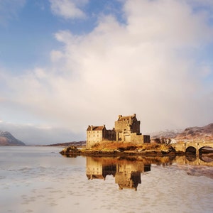 Eilean Donan Castle in the Scottish Highlands in Winter, Scotland, Digital Print Download, Printable Wall Art