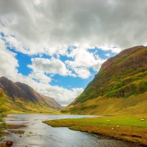 The Valley of Glencoe in the Scottish Highlands, Scotland, Digital Print Download, Printable Wall Art, Romantic Art