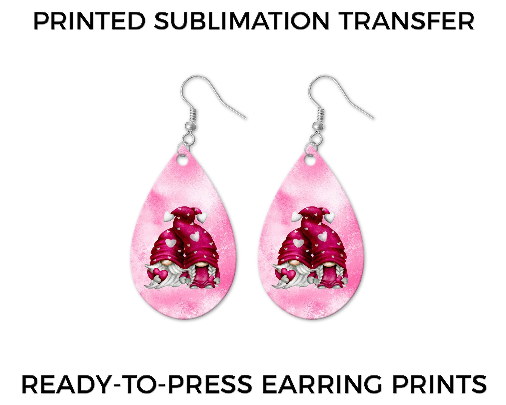Valentine's Day Teardrop Earring Plaid Sublimation Transfers, Set