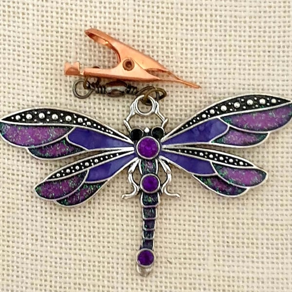 Purple Enamel Dragonfly Stranded Thread Floss Separator