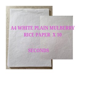 A4 plain white  blank mulberry rice paper x 10 seconds
