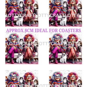 Crazy cat ladies A4  Mulberry rice paper design for Decoupage
