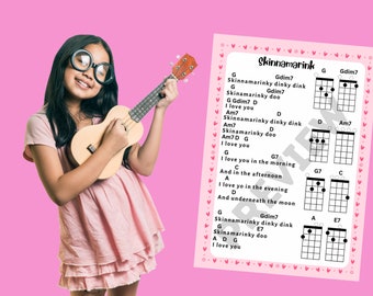 Skinamarink song for ukulele, Ukulele, ukulele chords, ukulele kids songs, learning Ukulele,Valentines song for kids