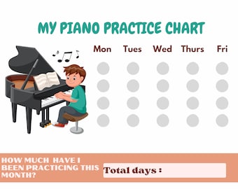 Piano Practice chart/log, Learning piano, teaching piano, music practice tracker, playing piano, piano schedule practice