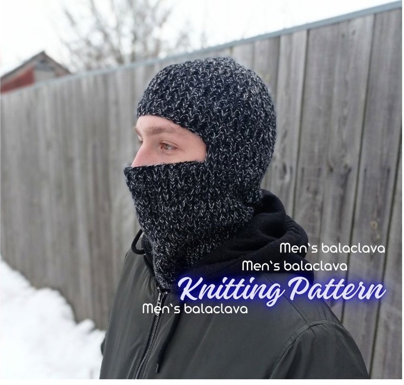 KNIT Pattern for Men's Balaclava, Winter Full Face Mask Knitting — free download