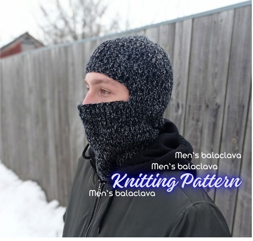 KNIT Pattern for Men's Balaclava, Winter Full Face Mask