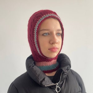 Knitted women's balaclava from a mixture of wool and angora, bonnet, Warm hood cowl, simple balaclava, snood, scarf, soft, fluffy and warm